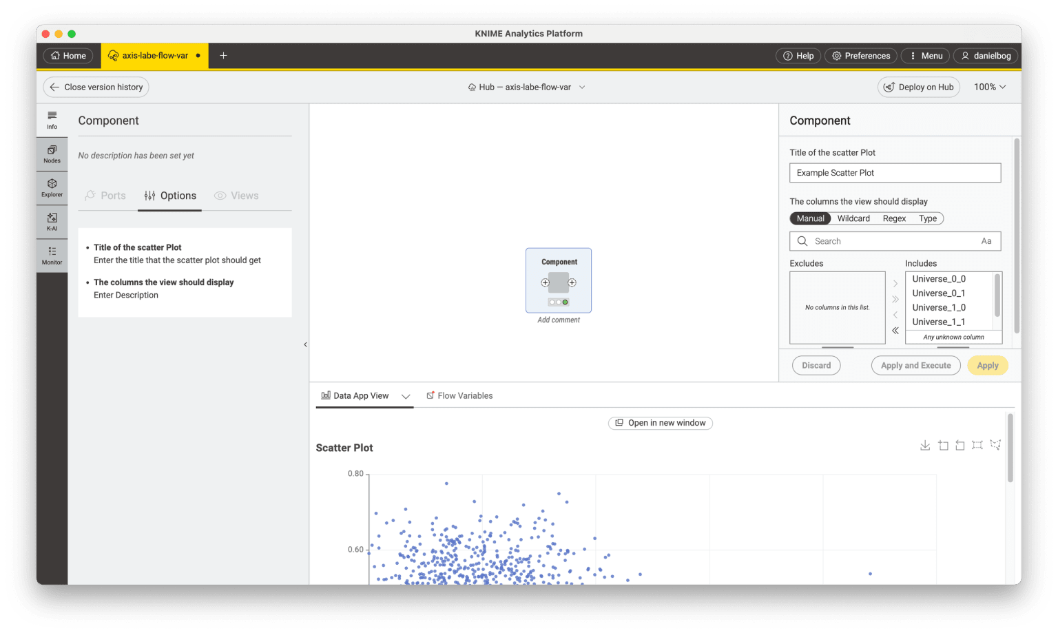 Component configuration and output visualization