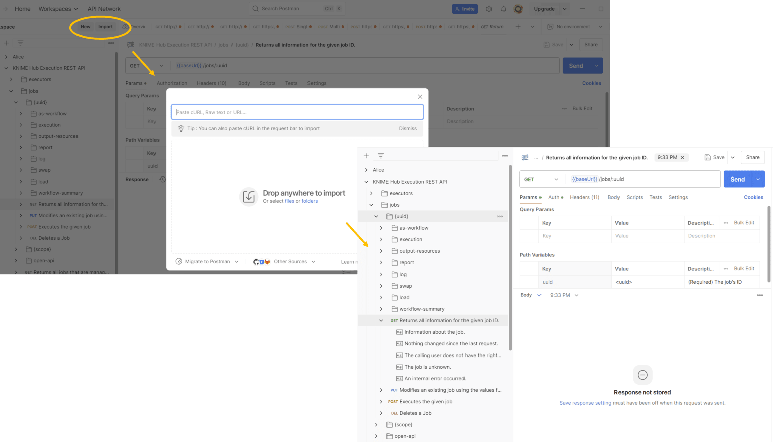 KNIME Business Hub - import openapi file into Postman