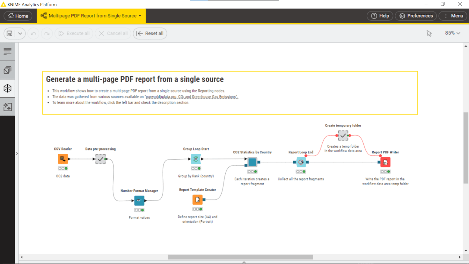 Multipage PDF Report workflow