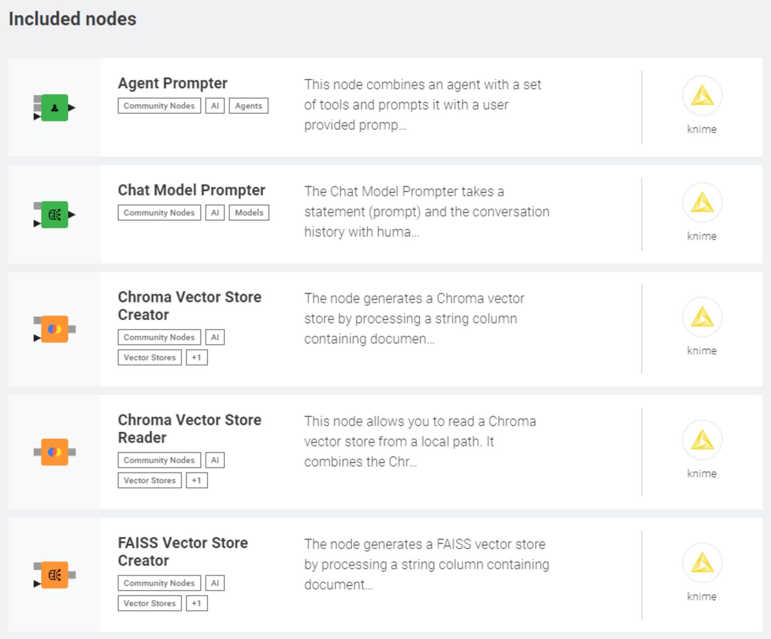 KNIME AI Exstension nodes