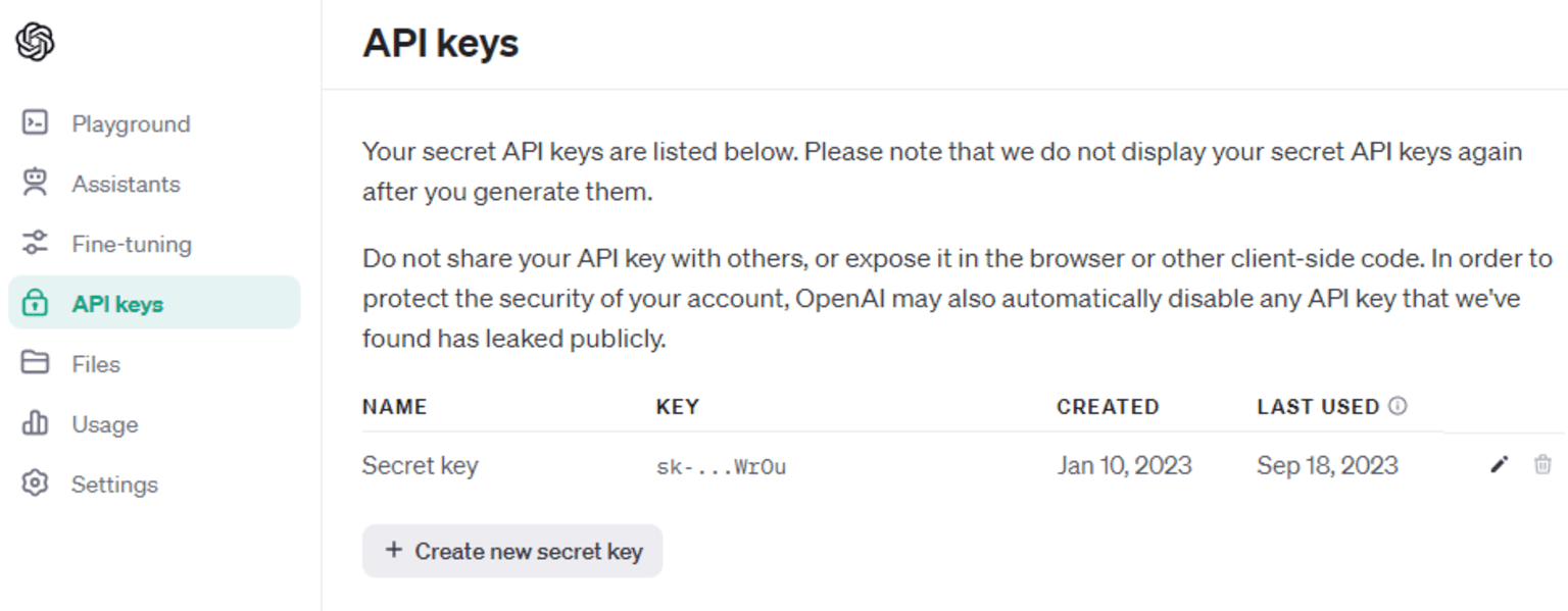 Generating API Key