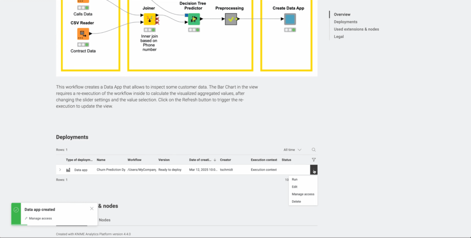 Deployed data app