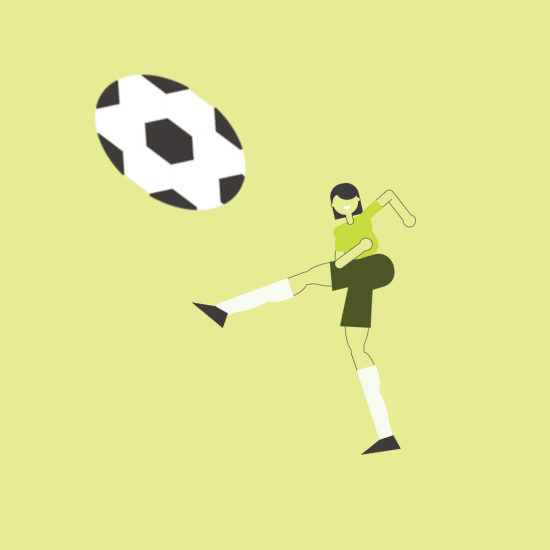 Woman kicking a soccer ball