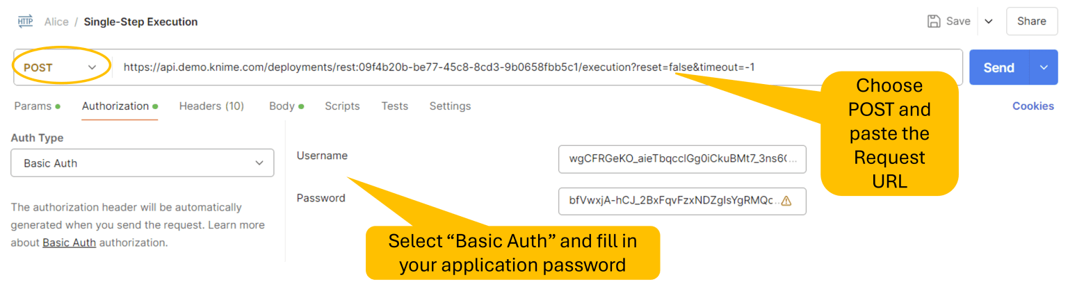 Enter user name and password with Basic Auth in Postman