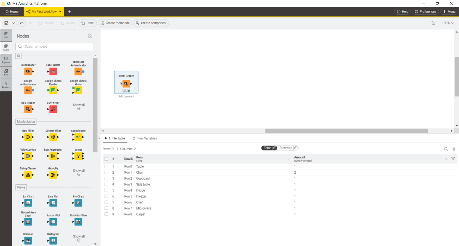 dragging excel files in knime