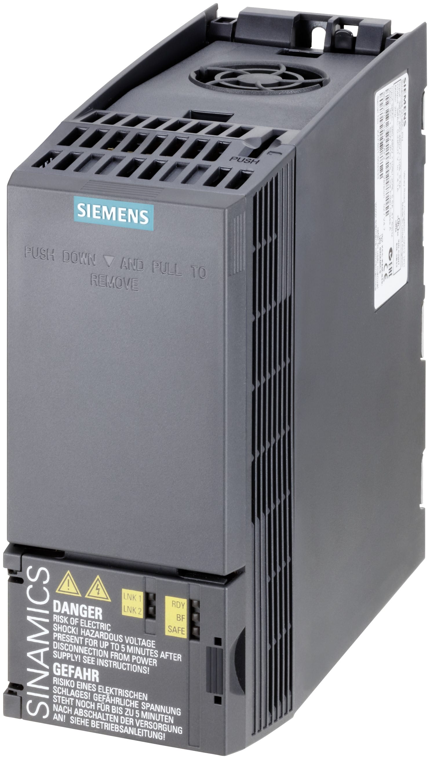 6SL3210-1KE14-3UF2 - SINAMICS G120C potencia nominal 3 AC380-480 V +10/-20 % 47-63 Hz sobrecarga baja: 1,5 kW al 150 % 3 s, 110 % 57 s, 100 % 240 s sobrecarga alta: 1,1 kW al 200 % 3 s, 150 % 57 s, 100 % 240 s sin filtro externo 24 V Interfaz de E/S: 6 DI, 2 DO, 1 AI, 1 AO, 1 Mot_t Desconexión de par segura integrada Bus de campo: PROFINET-PN Protección: IP20/UL TIPO ABIERTO Tamaño: FSAA 173 X 73 X 160 (Alto X Ancho X Profundidad) SIEMENS | Automatización industrial Perú