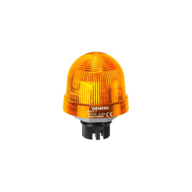 8WD5350-0CD - Lámpara de señalización integrada, luz de un solo destello, w. flash electrónico incorporado, amarillo, 230 V AC, diámetro 70 mm SIEMENS | Automatización industrial Perú