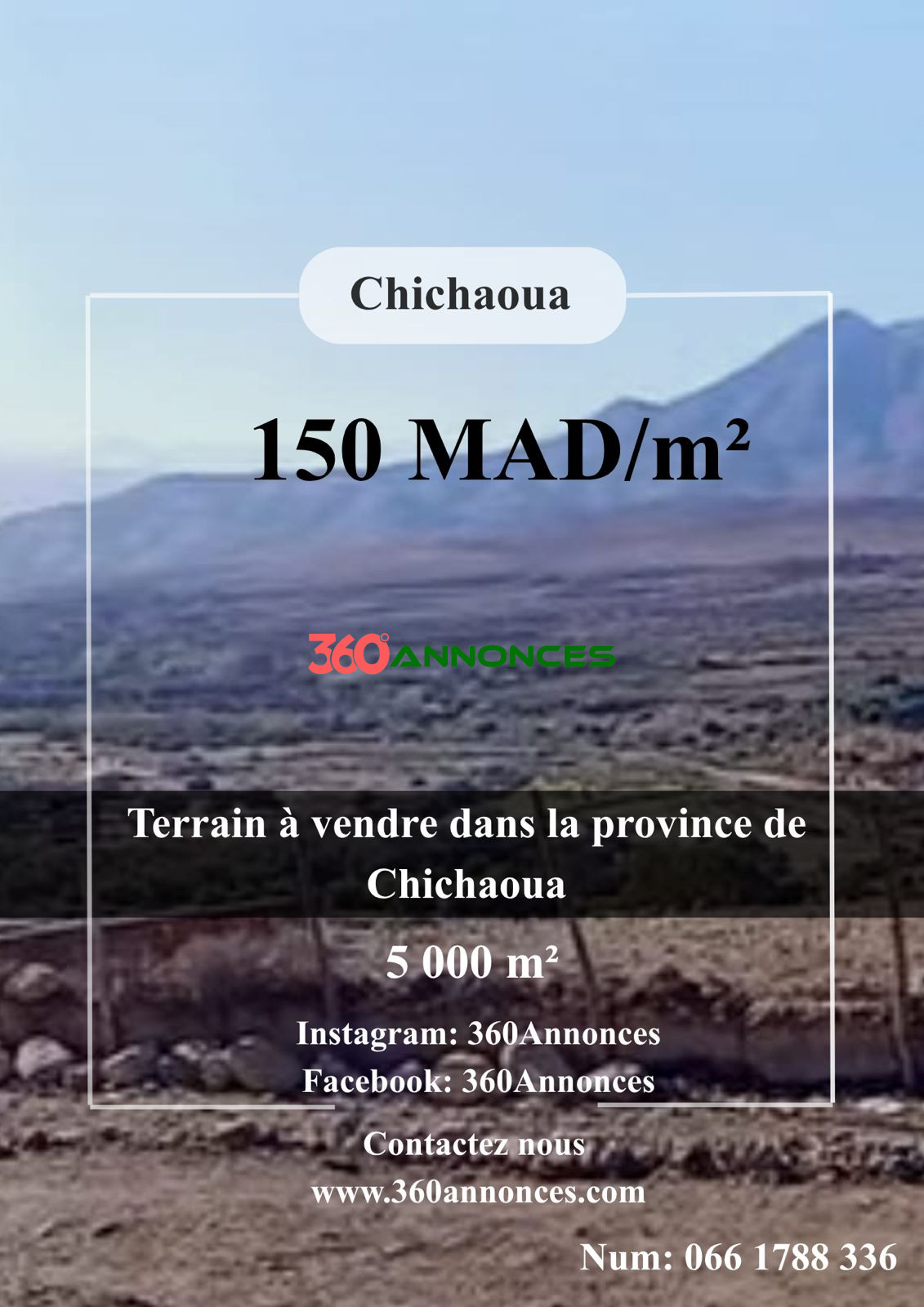 Terrain à vendre dans la province de Chichaoua – 5 000 m² à 150 DH/m²