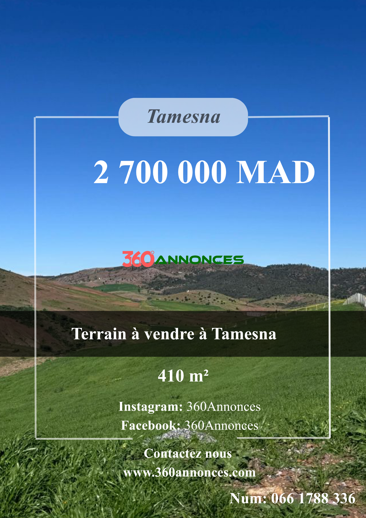 Terrain à vendre à Tamesna Tamesna