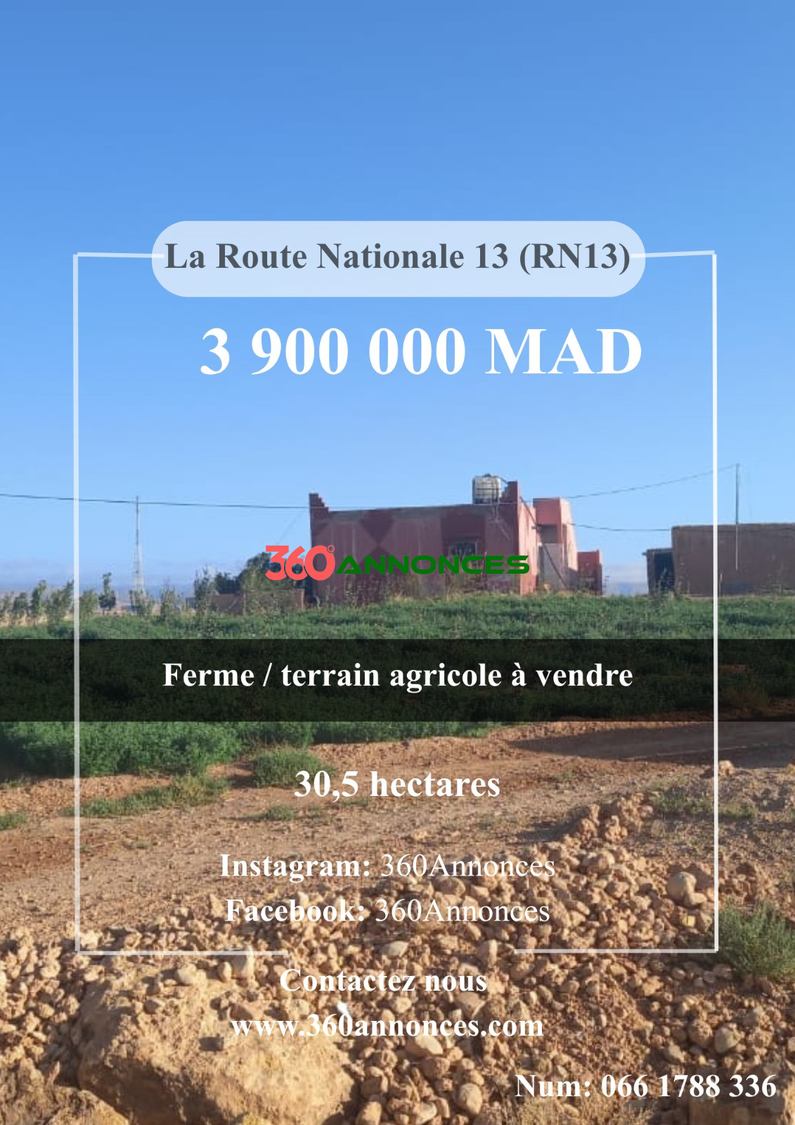 Terrain à vendre à Meknes Route Nationale N13