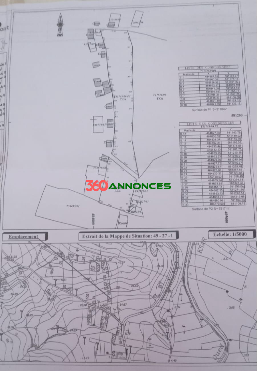 Terrain à vendre – Ksar Sghir (القصر الصغير) | m²11 443 | Prix : 1000 DH/m² — photo 2