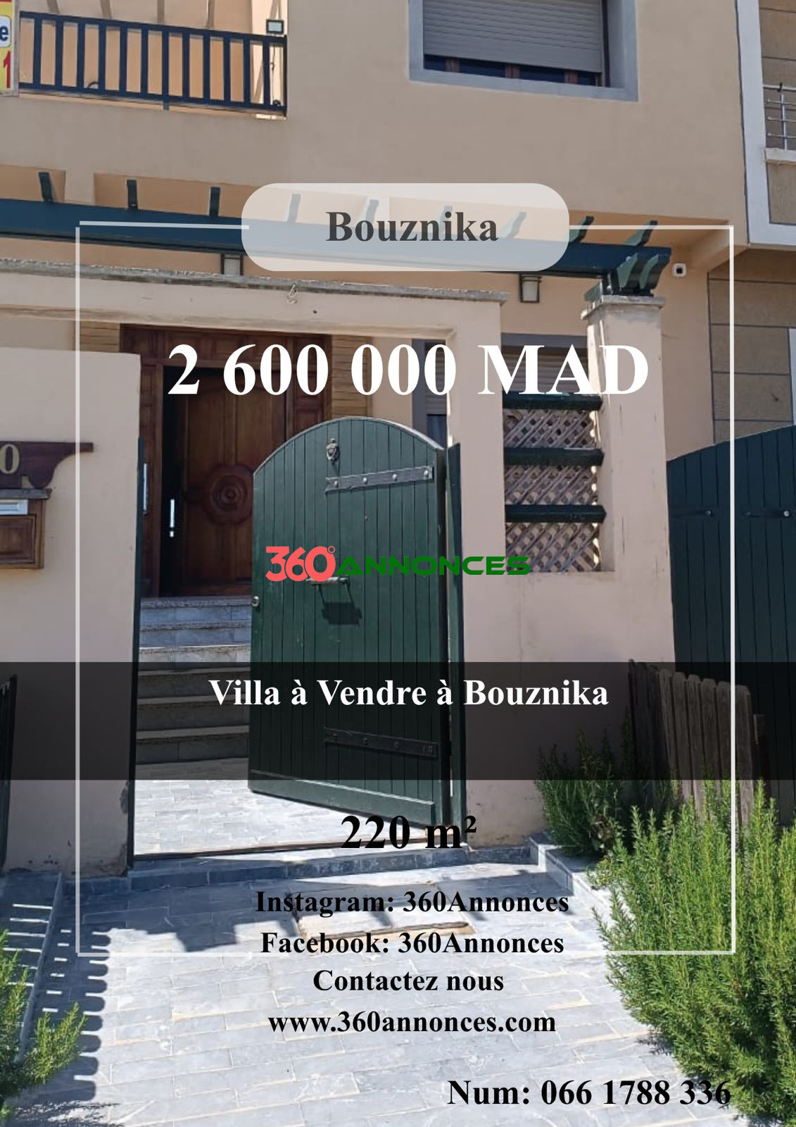 Villa à Vendre à Bouznika – 220 m2| 2 600 000 MAD