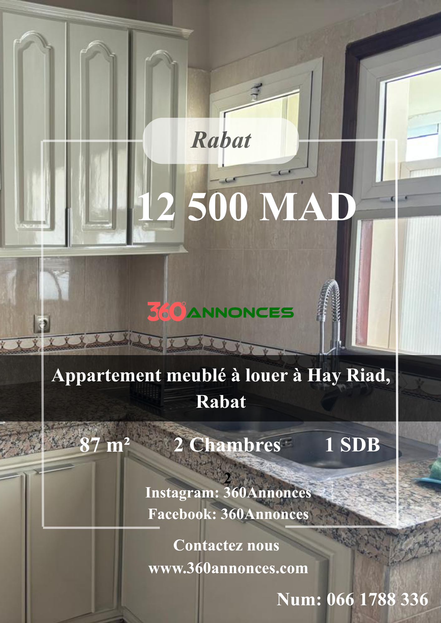 Appartement meublé à louer à Hay Riad – 87 m² | Haut standing
