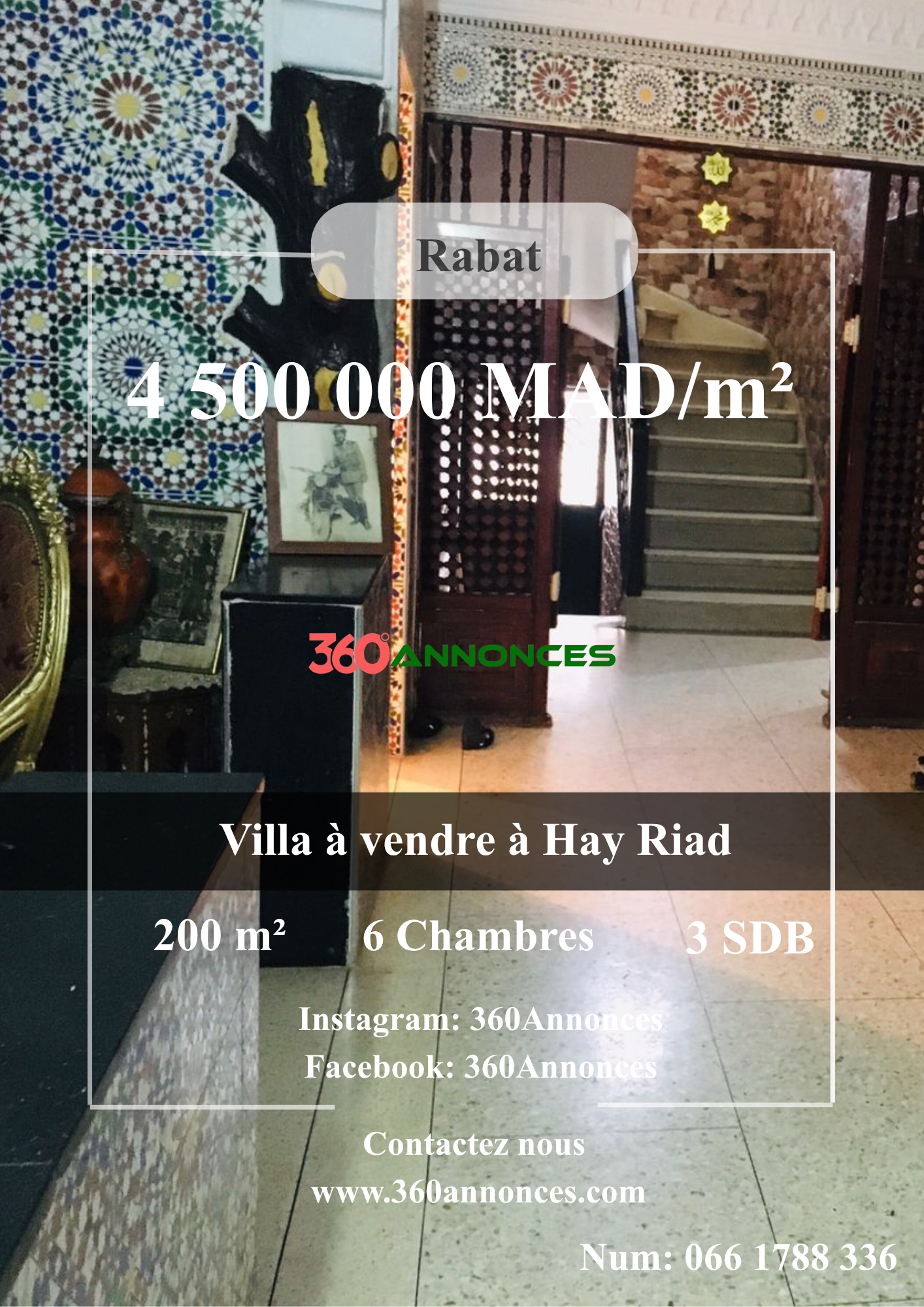 Villa à vendre à Hay Riad – 200 m² | 4 500 000 MAD
