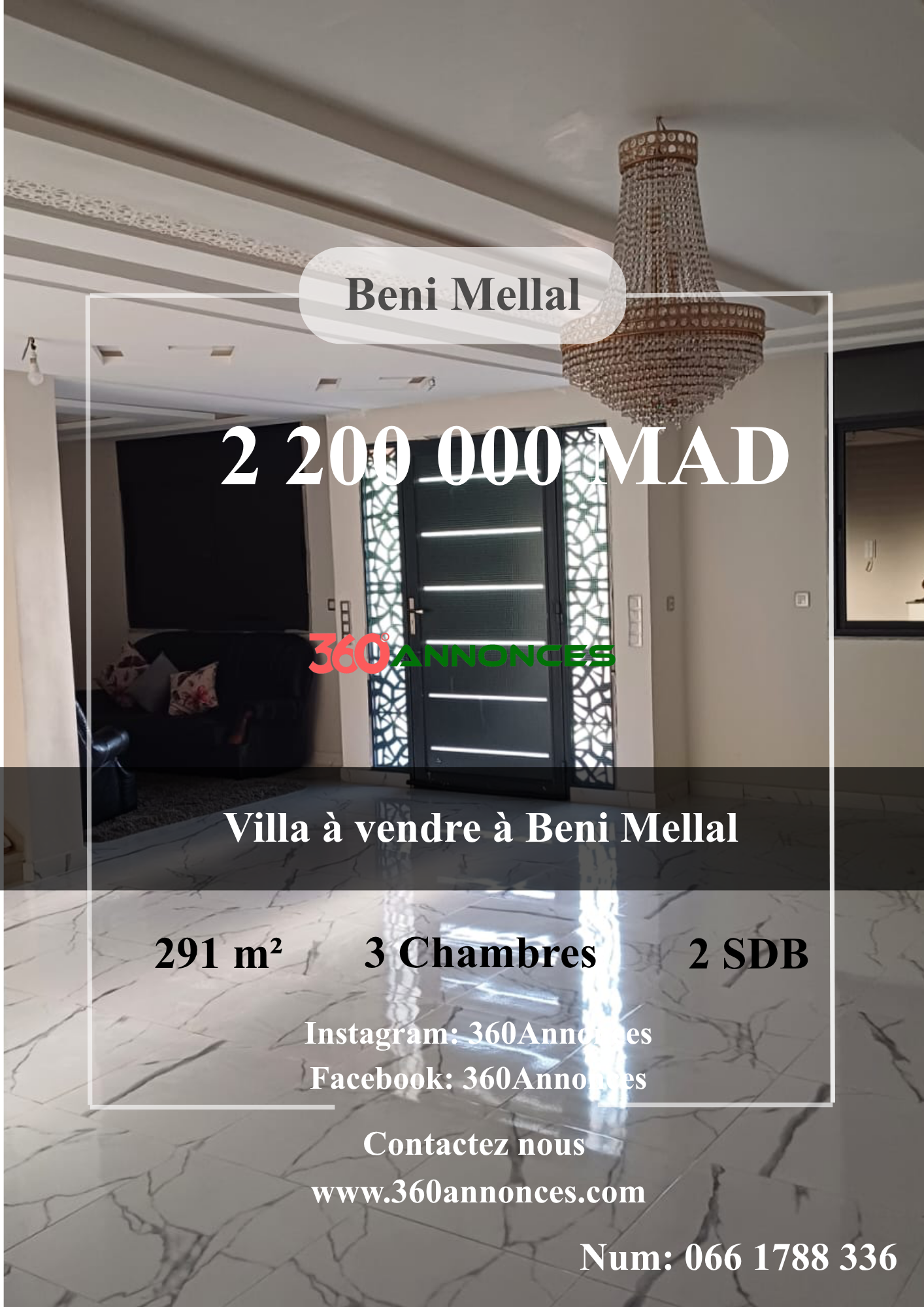 Villa à vendre à Béni Mellal | 291 m² | 2 200 000 DH