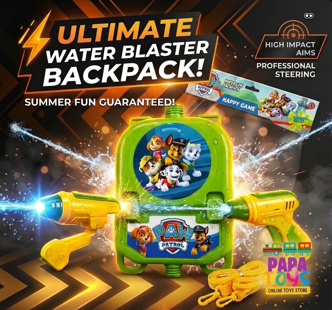 PAW Patrol Ultimate Water Blaster Backpack (Action-Focused)– 2-in-1 Dual Play & Target Disc Challenge!