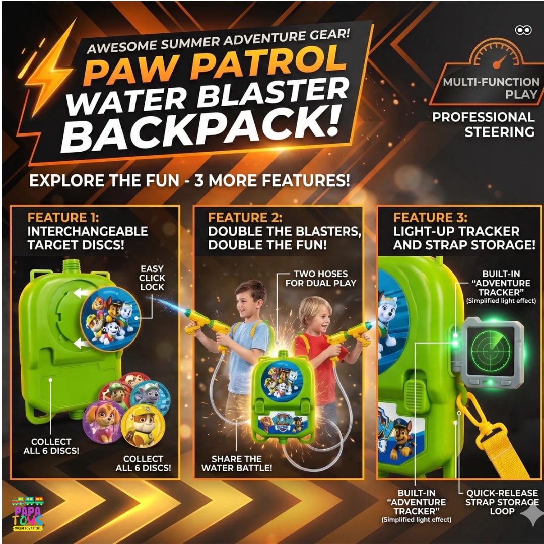 PAW Patrol Ultimate Water Blaster Backpack (Action-Focused)– 2-in-1 Dual Play & Target Disc Challenge! 3