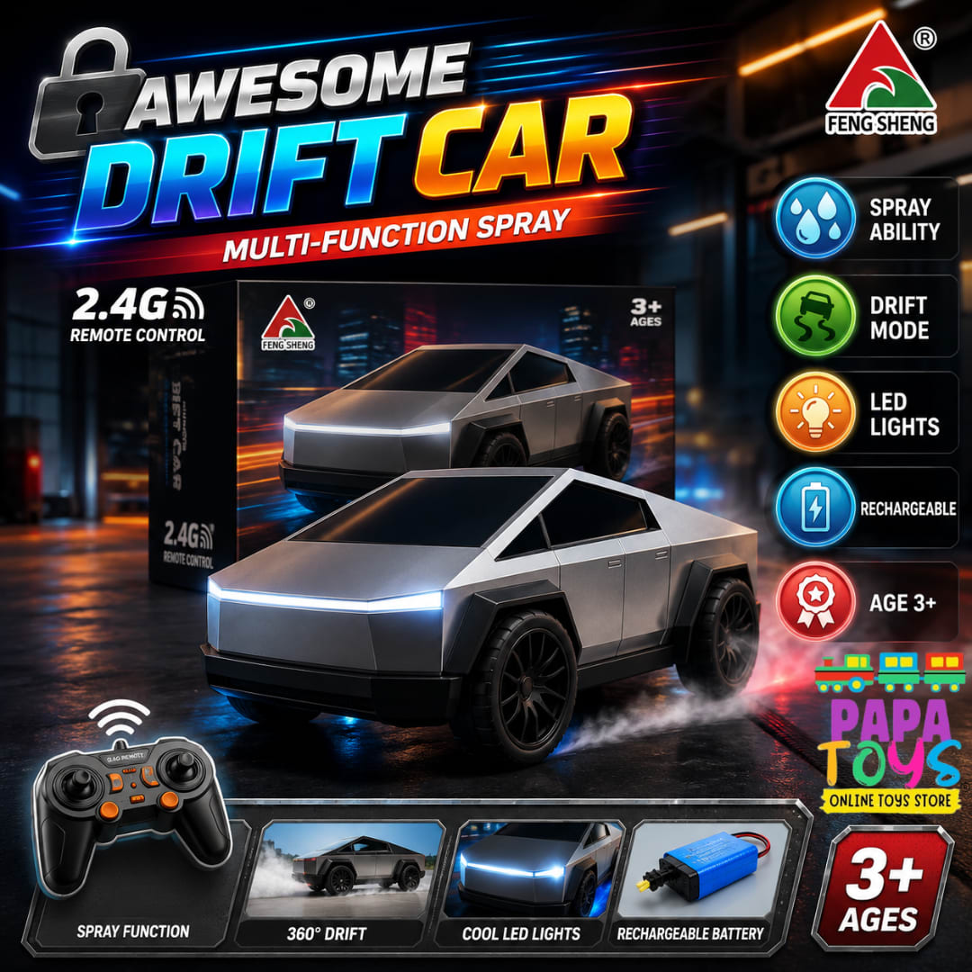 2.4G RC Drift Car with Spray, LED Lights & Rechargeable Battery | Remote Control Racing Car for Kids 3+