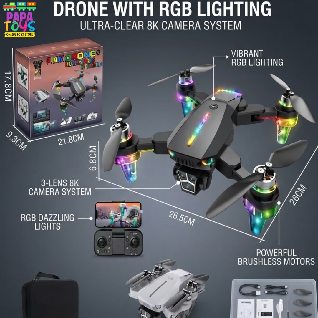 P7 Max Dual-Camera Brushless Drone: 8K Aerial Imaging with RGB Lighting 2
