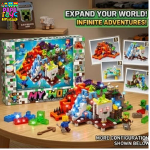 Papa Toys Minecraft Style Building Blocks Set – 411 Pieces Creative Construction Toy for Kids Ages 6+ alternate view