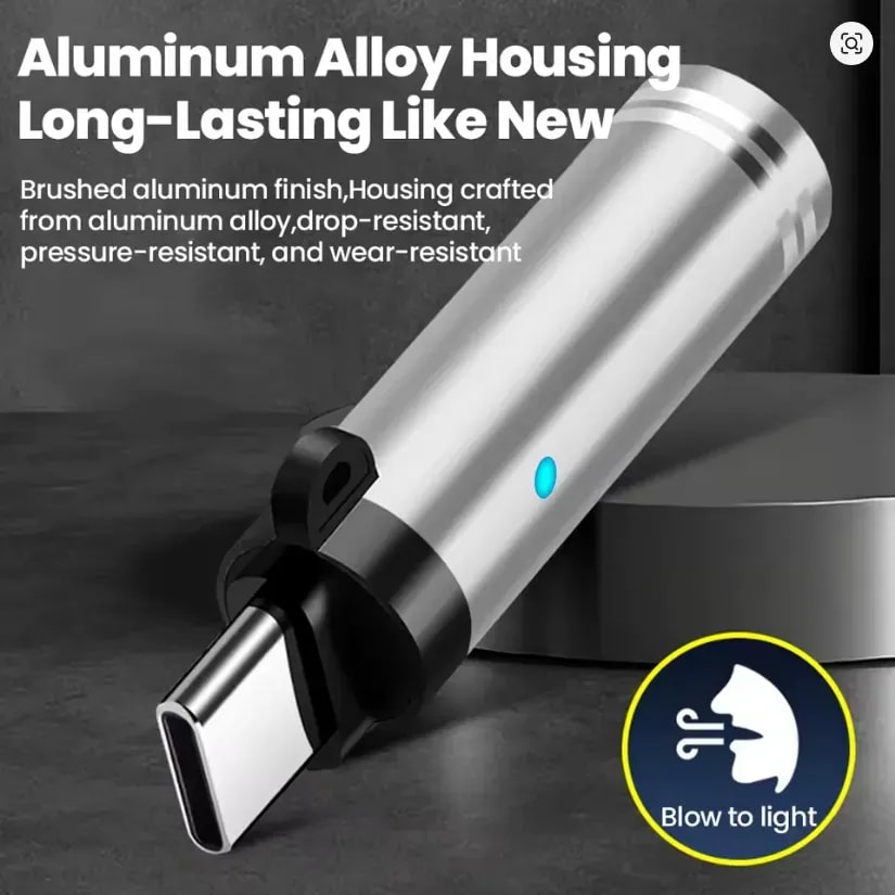 Mini Portable USB-C Mobile Lighter | Rechargeable Electric Keychain Lighter | Windproof Flameless Design
