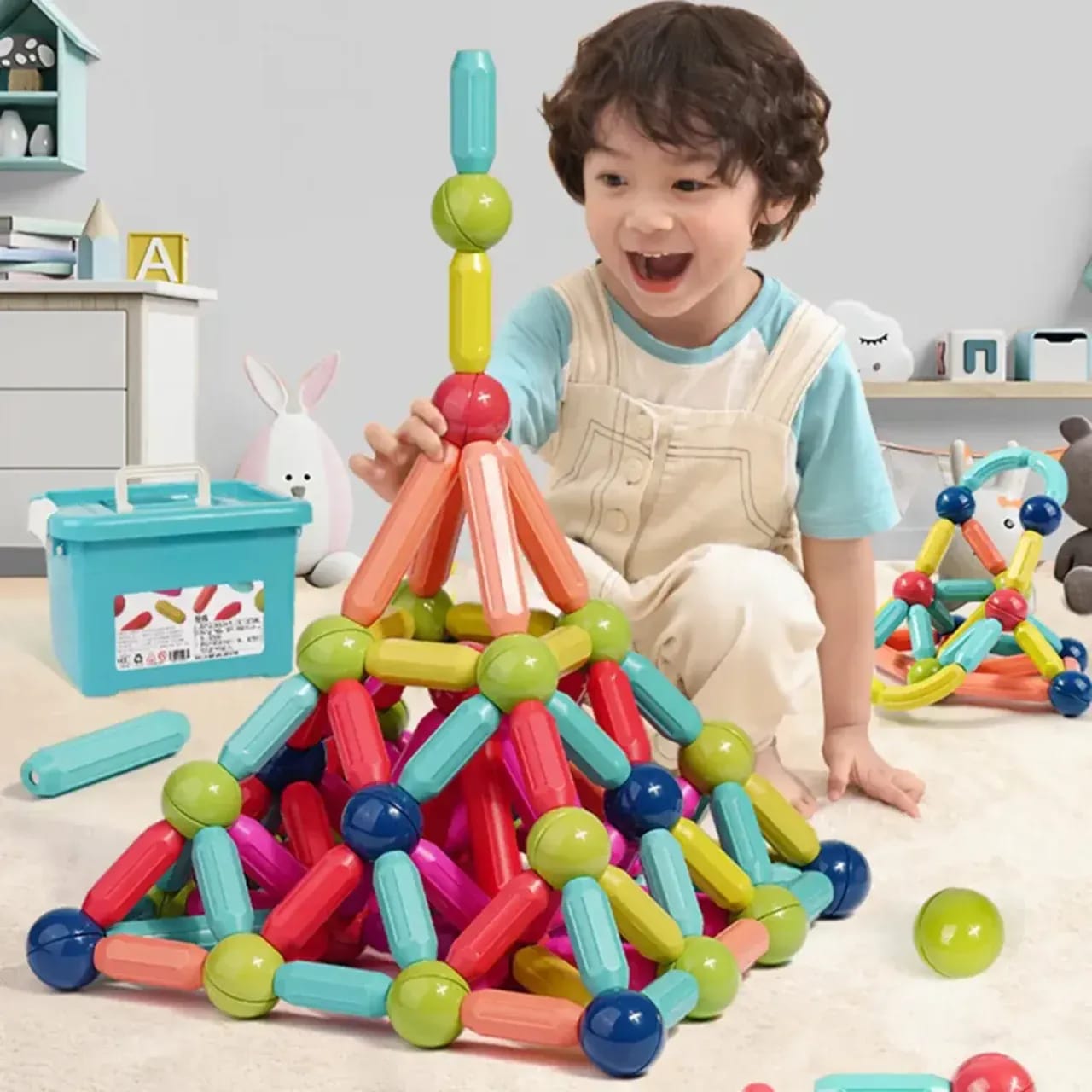 Papa Toys Magnetic Stick Building Blocks | Educational STEM Construction Set for Kids | Creative Learning Toy