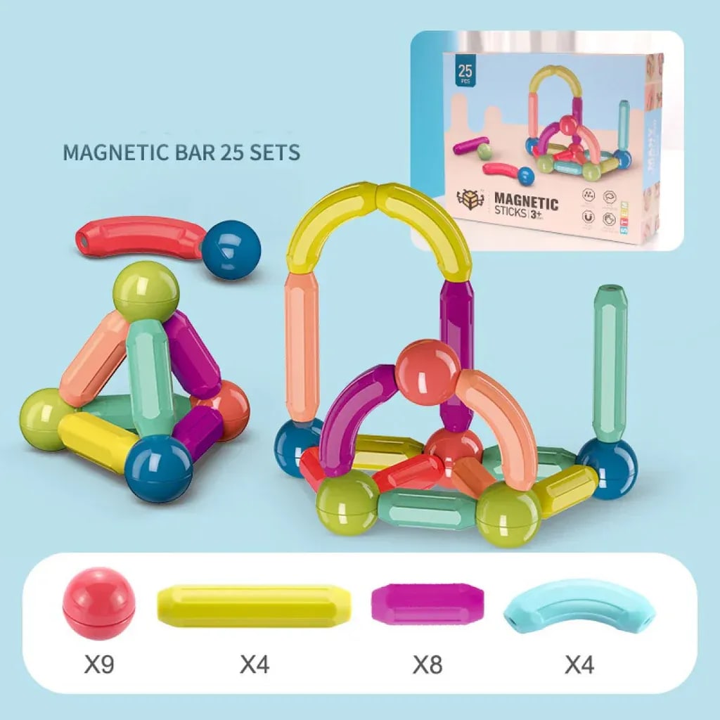 Papa Toys Magnetic Stick Building Blocks | Educational STEM Construction Set for Kids | Creative Learning Toy 3