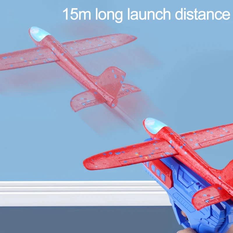 Catapult Airplane Launcher Gun | Foam Glider Plane Toy Set | Outdoor Flying Launcher for Kids 3