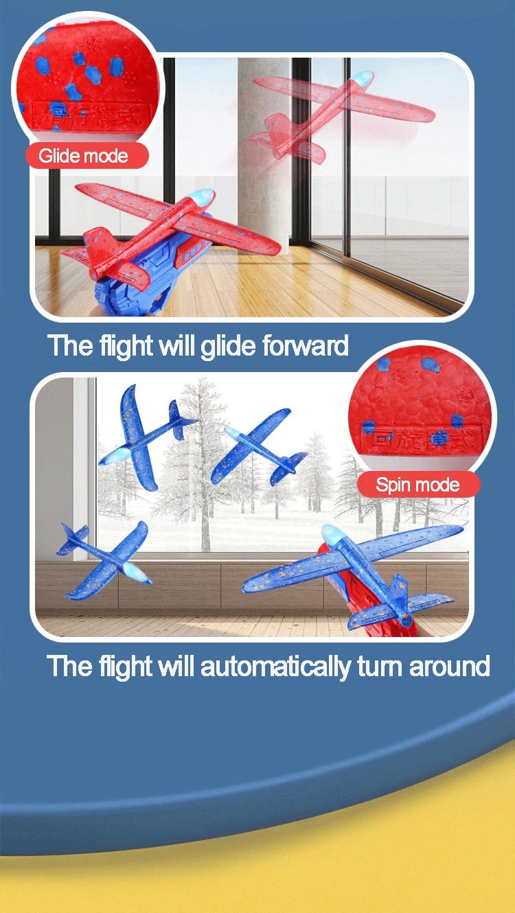 Catapult Airplane Launcher Gun | Foam Glider Plane Toy Set | Outdoor Flying Launcher for Kids 10