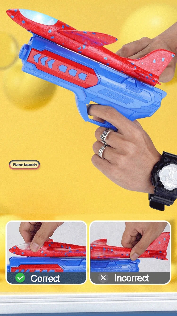 Catapult Airplane Launcher Gun | Foam Glider Plane Toy Set | Outdoor Flying Launcher for Kids 11