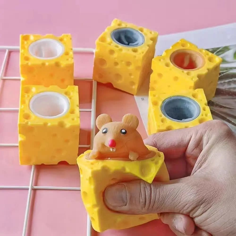 Peek-A-Boo Cheese Mouse Squishy Fidget Toy (2Pcs) - Stress Relief 4