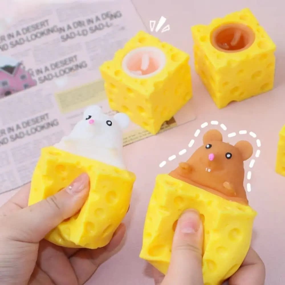 Peek-A-Boo Cheese Mouse Squishy Fidget Toy (2Pcs) - Stress Relief 5