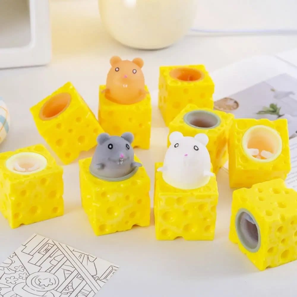 Peek-A-Boo Cheese Mouse Squishy Fidget Toy (2Pcs) - Stress Relief 6