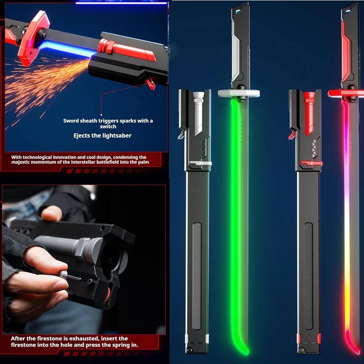 Electric Spark Blade Toy Sword with Smoke, LED Lights & Sound Effects for Kids 6