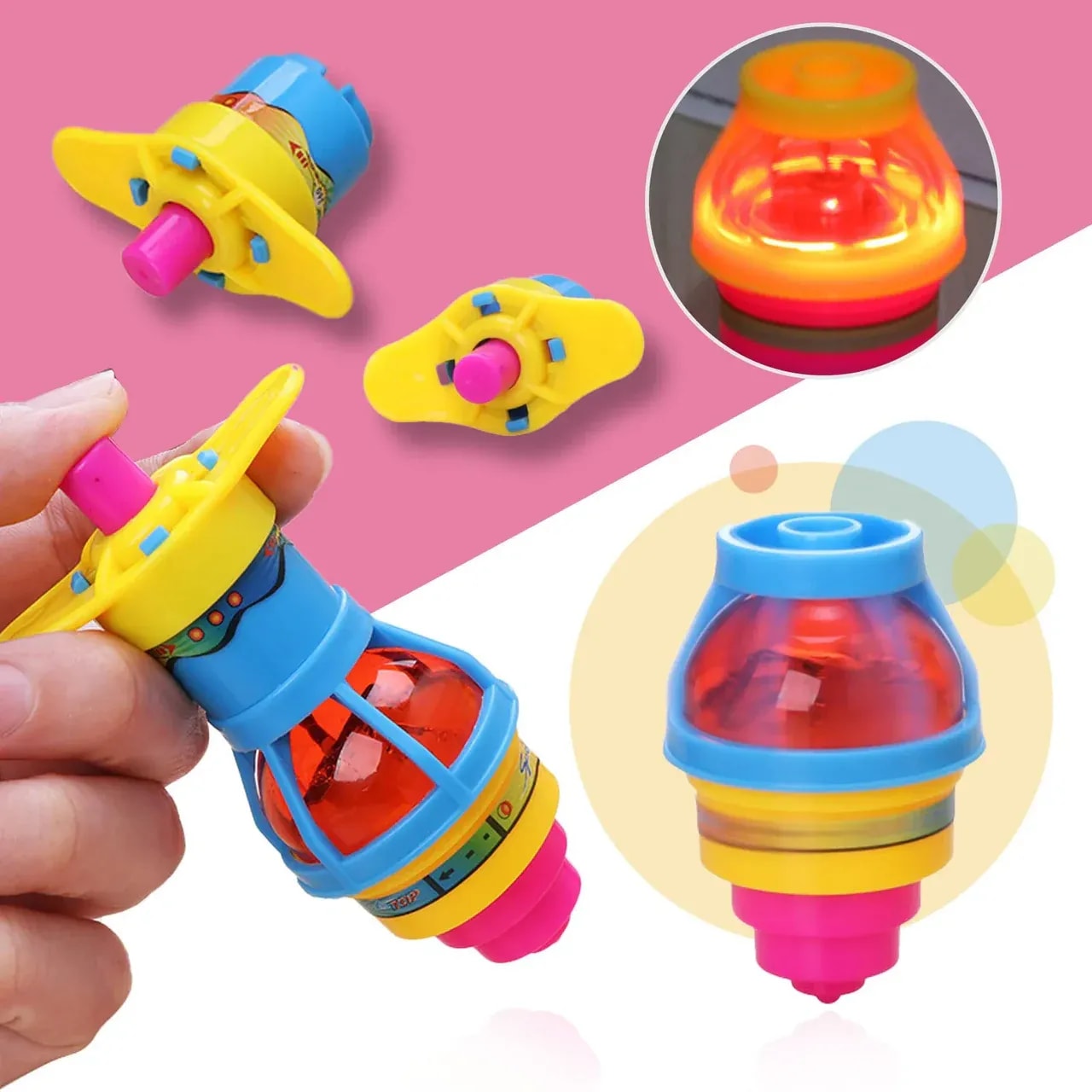 2-Pack LED Flashing Spinning Tops with Light & Sound – Interactive Kids Toy Set 6