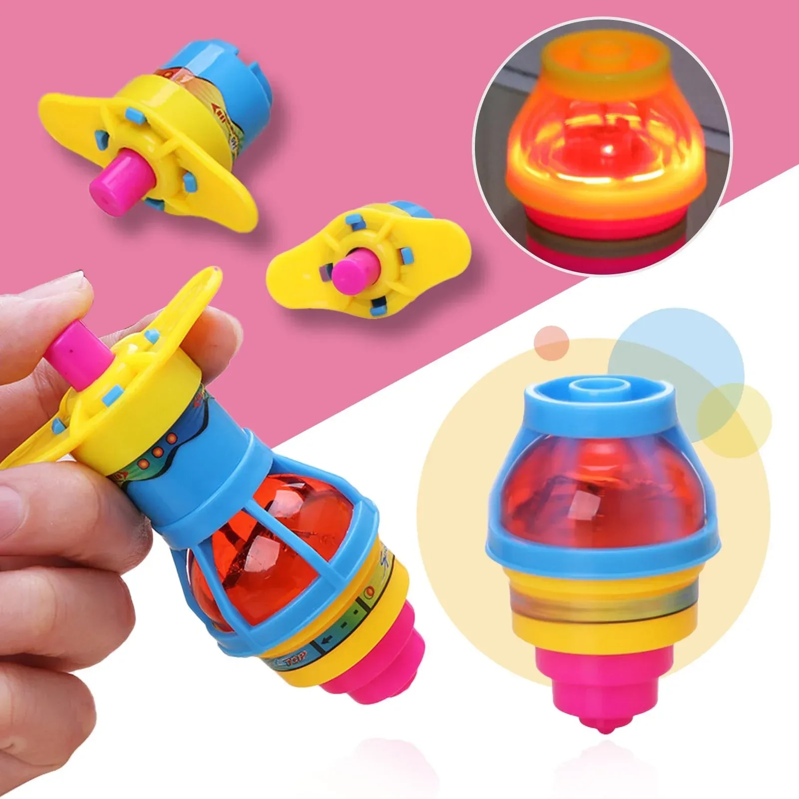 2-Pack LED Flashing Spinning Tops with Light & Sound – Interactive Kids Toy Set 9