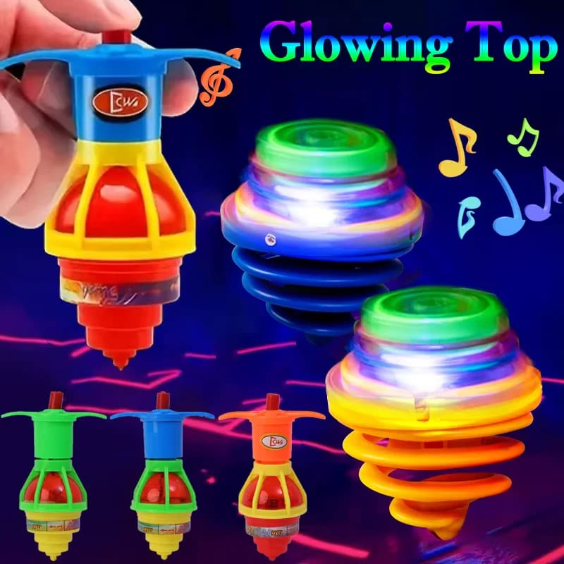 2-Pack LED Flashing Spinning Tops with Light & Sound – Interactive Kids Toy Set 11