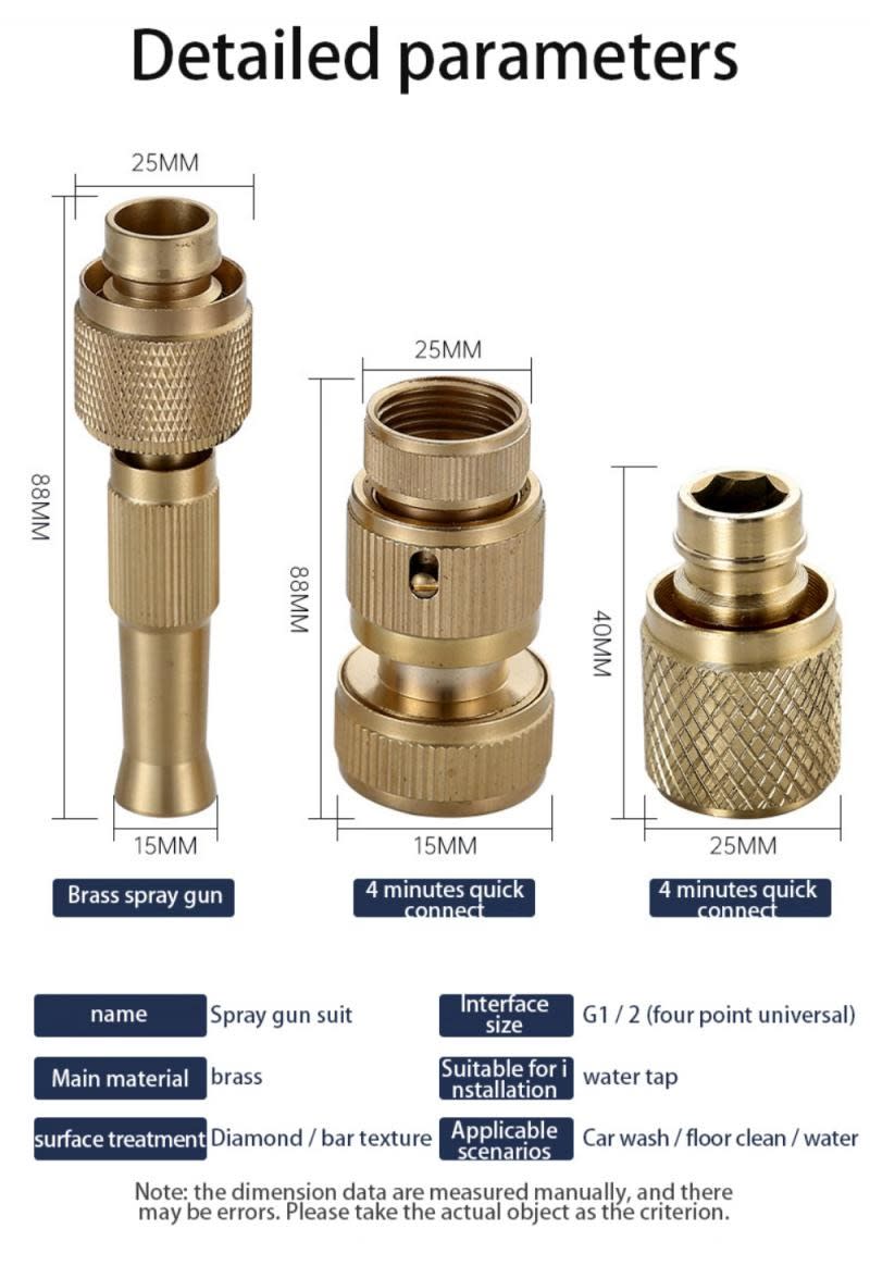 High Pressure Brass Garden Hose Spray Nozzle | Adjustable Water Spray Gun 8