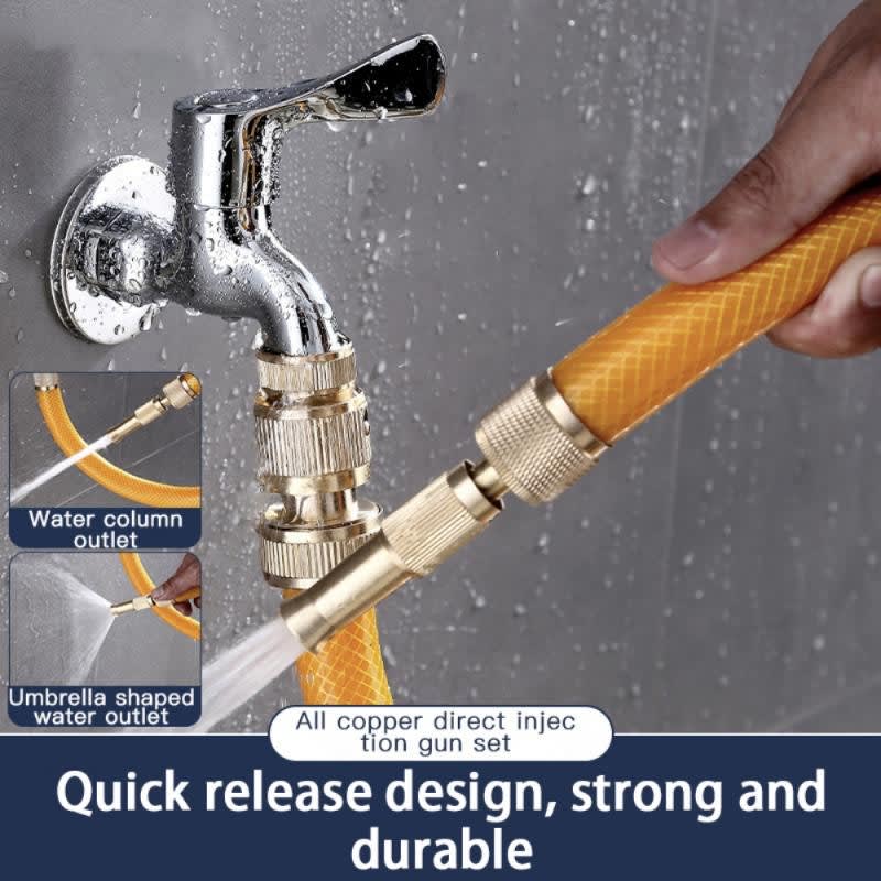 High Pressure Brass Garden Hose Spray Nozzle | Adjustable Water Spray Gun 12