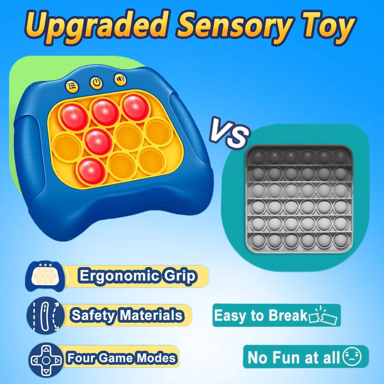 Quick Push Pop Game Console | Interactive Light-Up Fidget Memory Game for Kids 4
