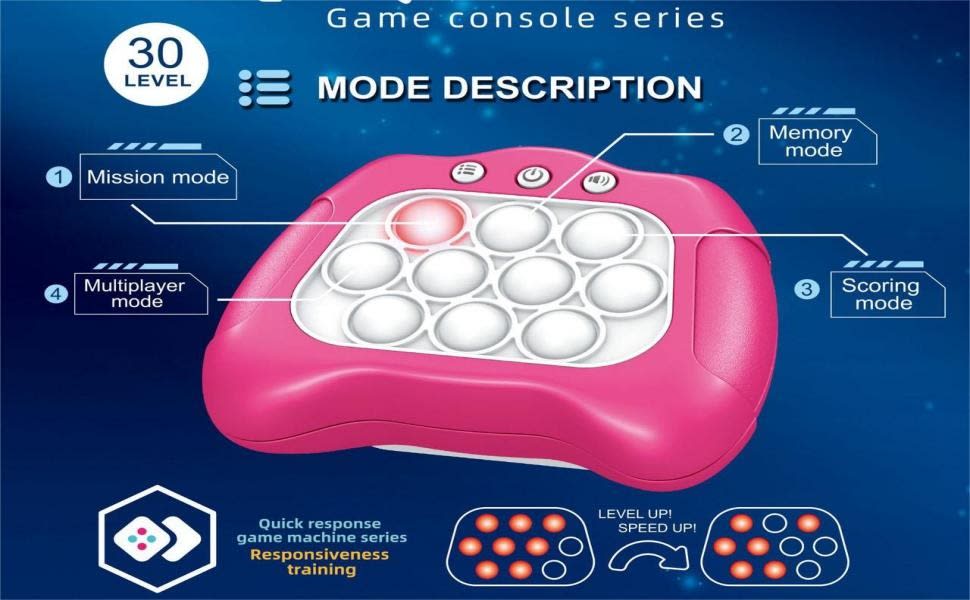 Quick Push Pop Game Console | Interactive Light-Up Fidget Memory Game for Kids 5
