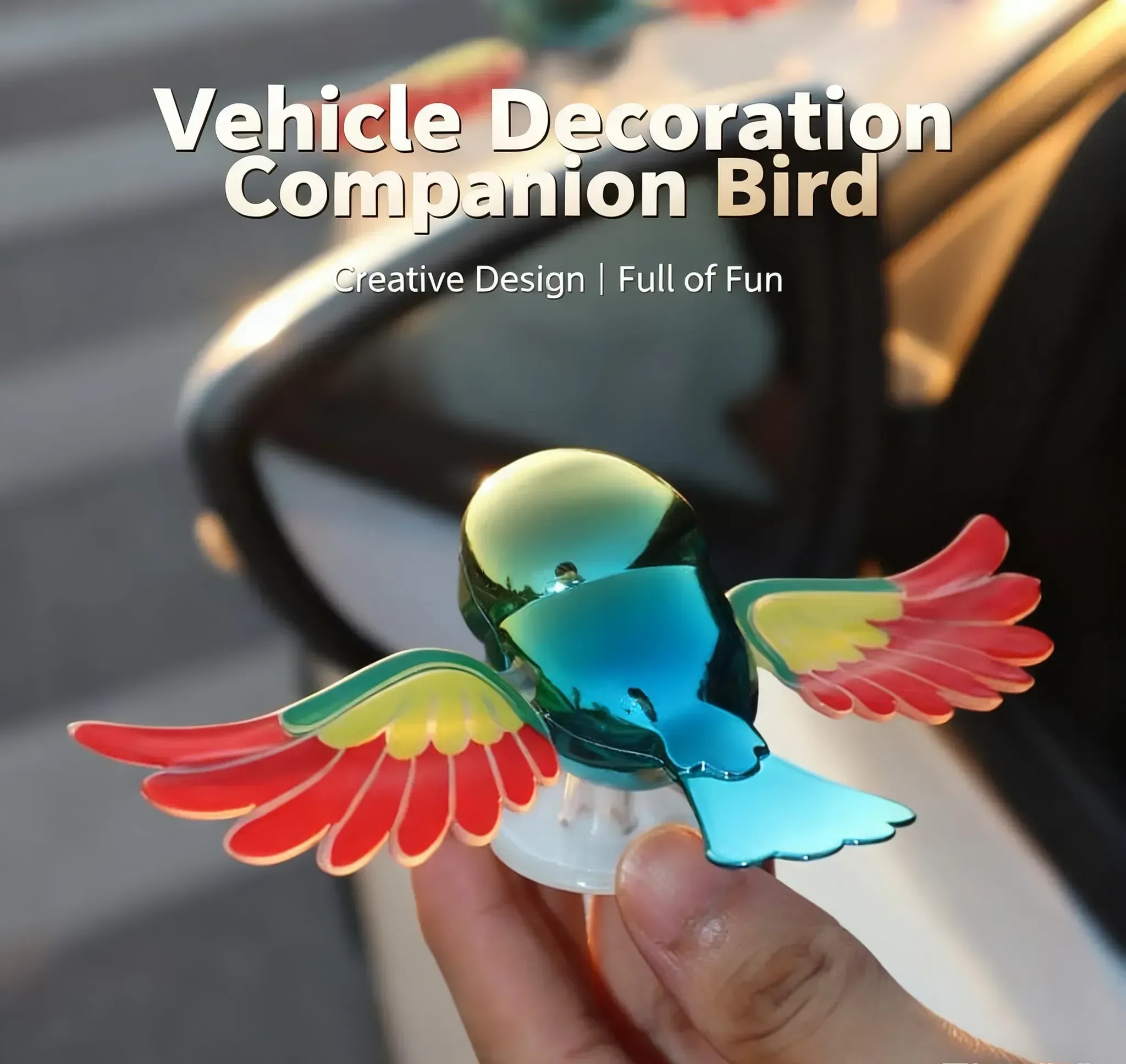 Cute Solar-Powered Flapping Bird Car Dashboard Ornament | Auto Decor 6