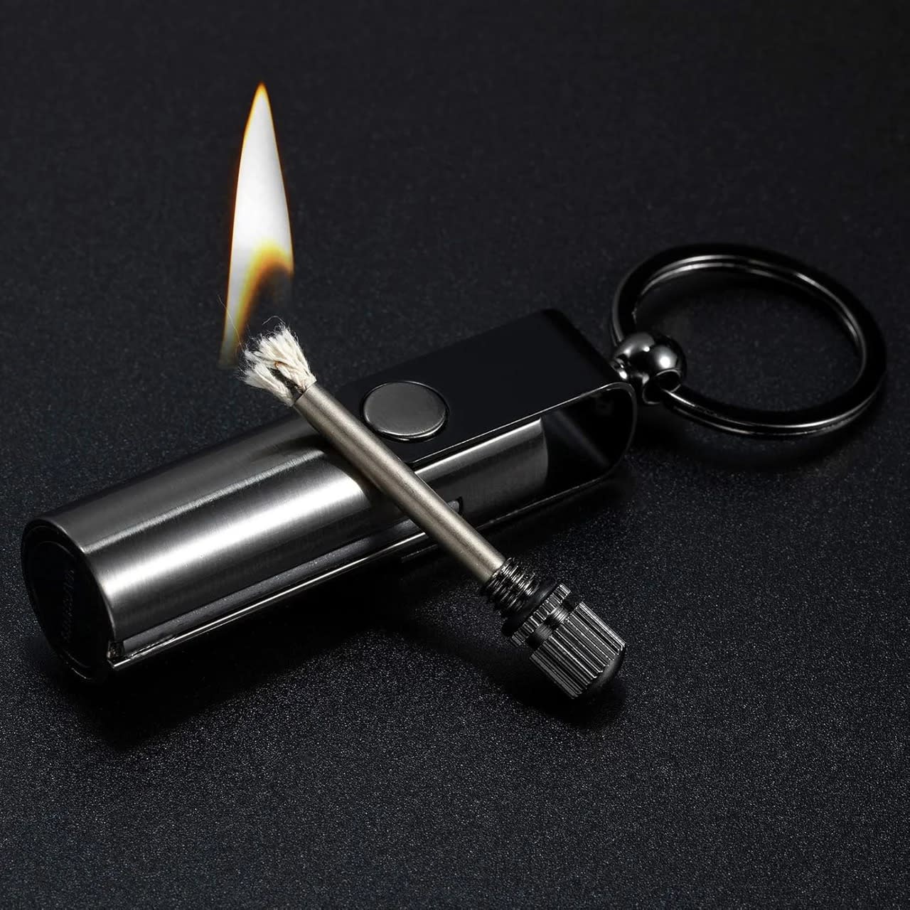Refillable Permanent Match Keychain Lighter – Reusable Flint & Steel Fire Starter 2