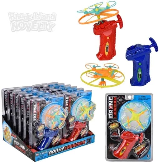 Drone Launcher Flying Spinner Toy – Pull Back Hand Launcher with Flying Disc for Kids 6