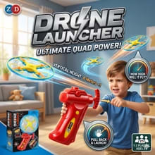 Drone Launcher Flying Spinner Toy – Pull Back Hand Launcher with Flying Disc for Kids 7