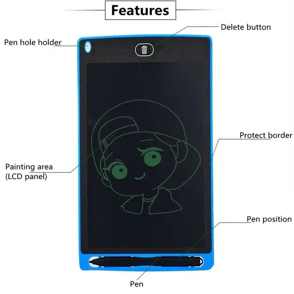 LCD Writing Tablet for Kids – Reusable Digital Drawing & Doodle Board with Stylus 5