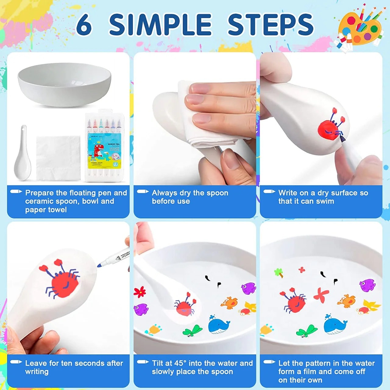 Magic Floating Water Drawing Pen Set – Reusable DIY Water Painting Marker Kit for Kids 9