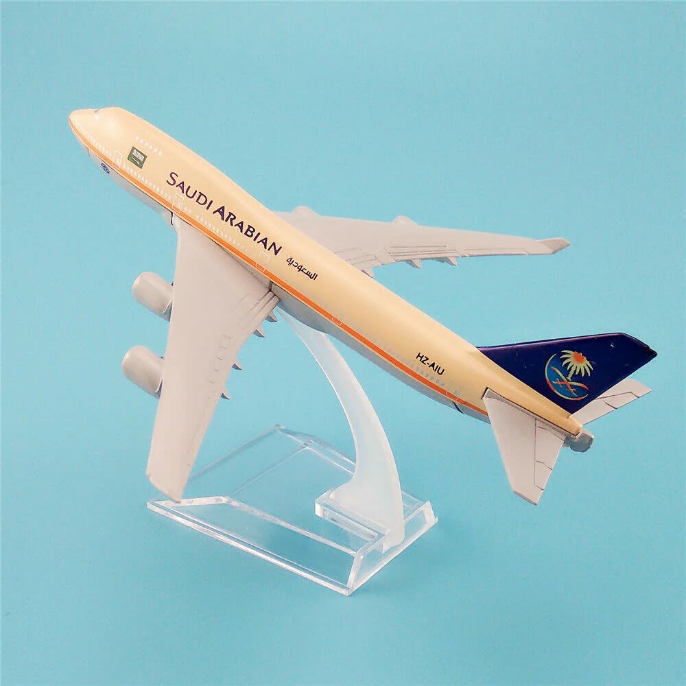Papatoys Saudi Arabian Airlines Boeing 747 Die-Cast Airplane Model with Display Stand 3
