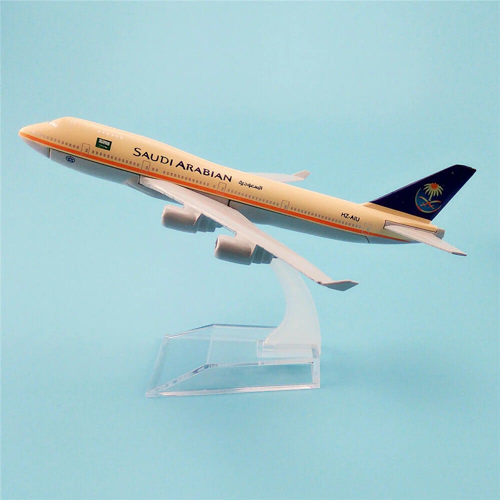 Papatoys Saudi Arabian Airlines Boeing 747 Die-Cast Airplane Model with Display Stand 5