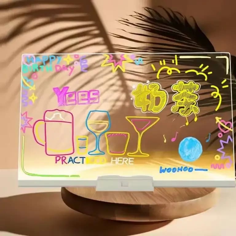 Papatoys USB LED Acrylic Message Board with 7 Color Markers & Erasable Drawing Pad 7